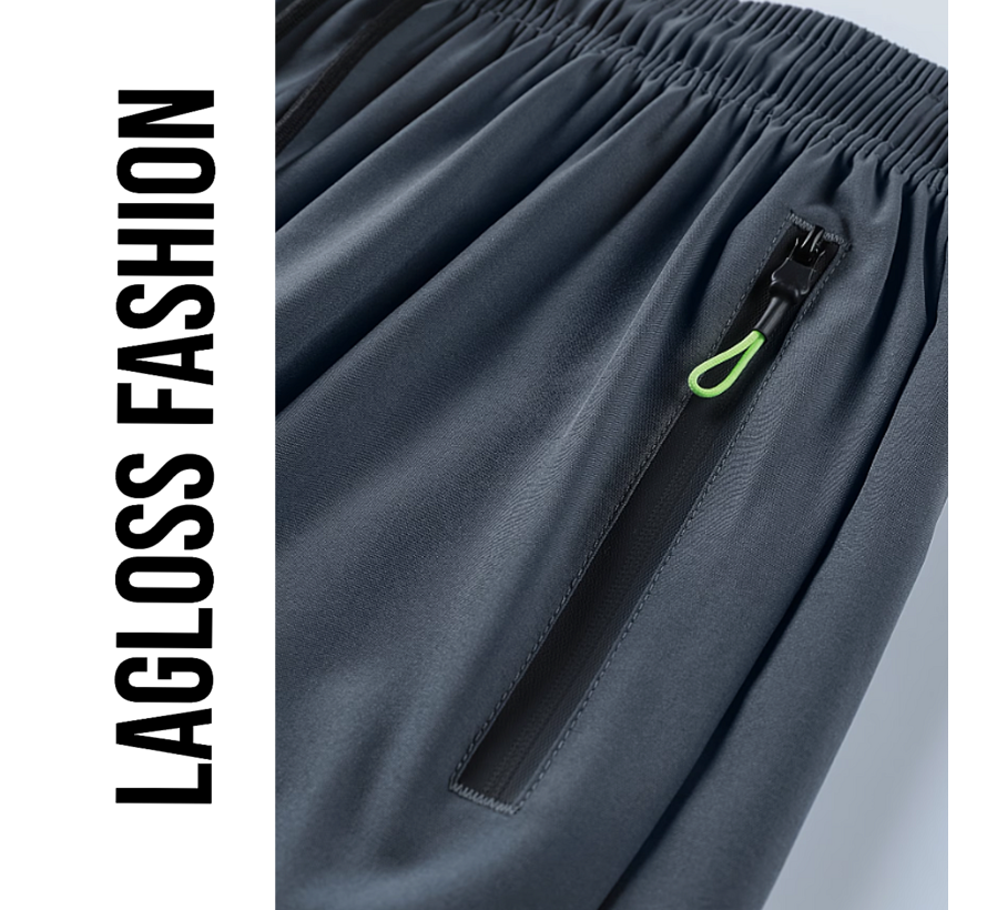LaGloss® Heren Zwemshort Sportshort Sneldrogend Donkergrijs – met Ritszakken & Trekkoord – Zomermode – Sportmode – Maat M