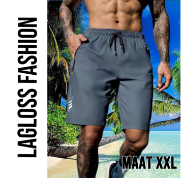 LaGloss Heren Sportshort Sneldrogend Donkergrijs – Maat XXL