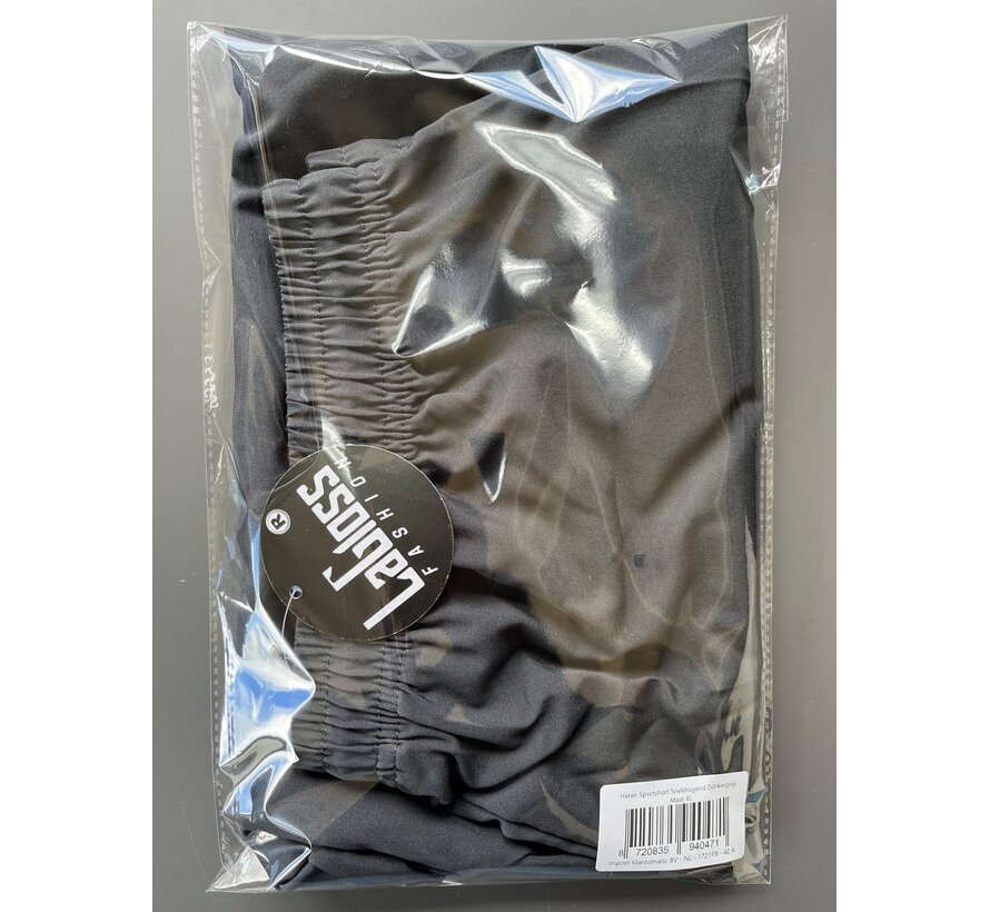 LaGloss® Heren Zwemshort Sportshort Sneldrogend Donkergrijs – met Ritszakken & Trekkoord – Zomermode – Sportmode – Maat XL