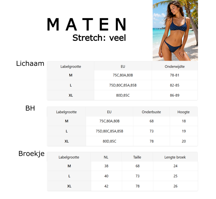 LaGloss® 2-delige Dames Marineblauwe Polkadot Bikini – V-Hals met Verstelbare Bandjes – Zomermode – Beach Fashion – Maat M