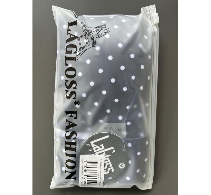 LaGloss® 2-delige Dames Marineblauwe Polkadot Bikini – V-Hals met Verstelbare Bandjes – Zomermode – Beach Fashion – Maat XL
