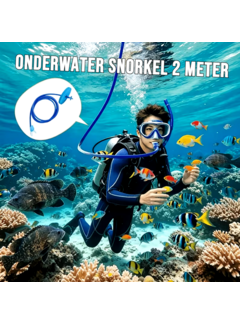 Allernieuwste.nl® Duiksnorkel 2 Meter met Siliconen Mondstuk - Blauw