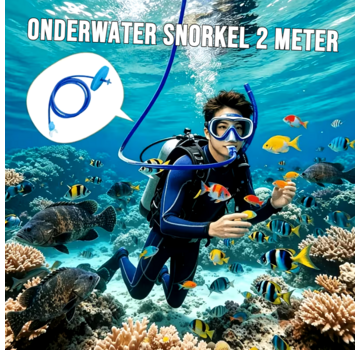 Allernieuwste.nl® Duiksnorkel 2 Meter met Siliconen Mondstuk - Blauw