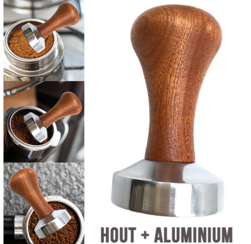 Allernieuwste.nl® Koffie Tamper - Hout en Aluminium- 58 mm