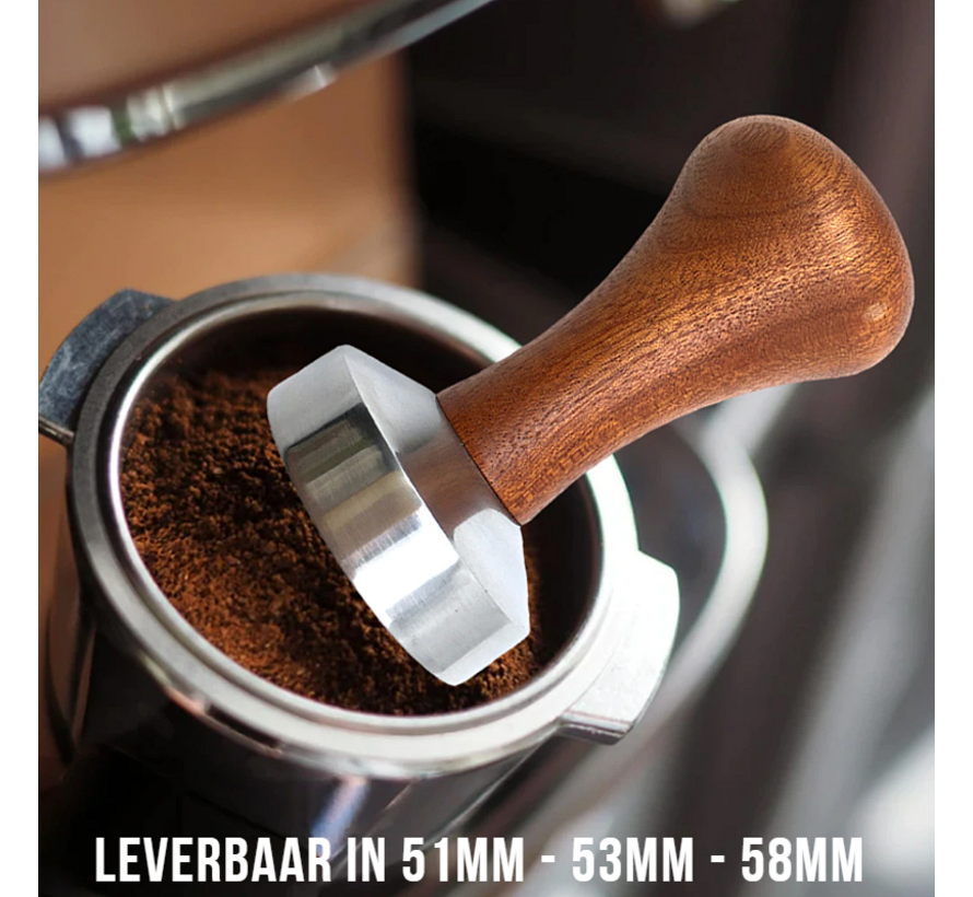 Koffie Tamper Koffieverdeler 58mm - Hout en Aluminium - Barista Espresso Leveler Koffie Verdeler - 58 mm
