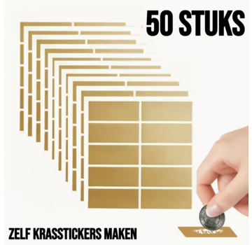 Allernieuwste.nl® 50 Stuks Gouden Krasstickers - 2.5 x 6 cm **