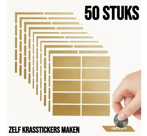 Allernieuwste.nl® 50 Stuks Gouden Krasstickers – Zelf Krasplaatjes Maken - DIY - 2.5 x 6 cm