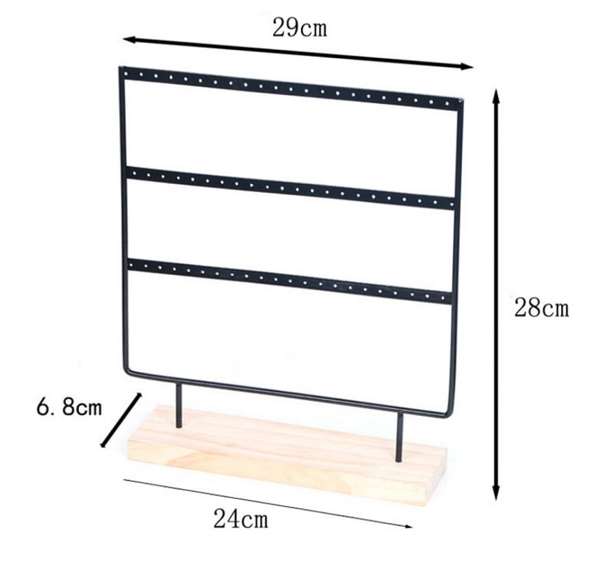 LaGloss® Oorbellenrekje Sieradenrekje Oorbellen Display Sieraden Organizer ZWART - 69 oorbellen HOUTEN VOET - 3 Verdiepingen - Kleur Zwart
