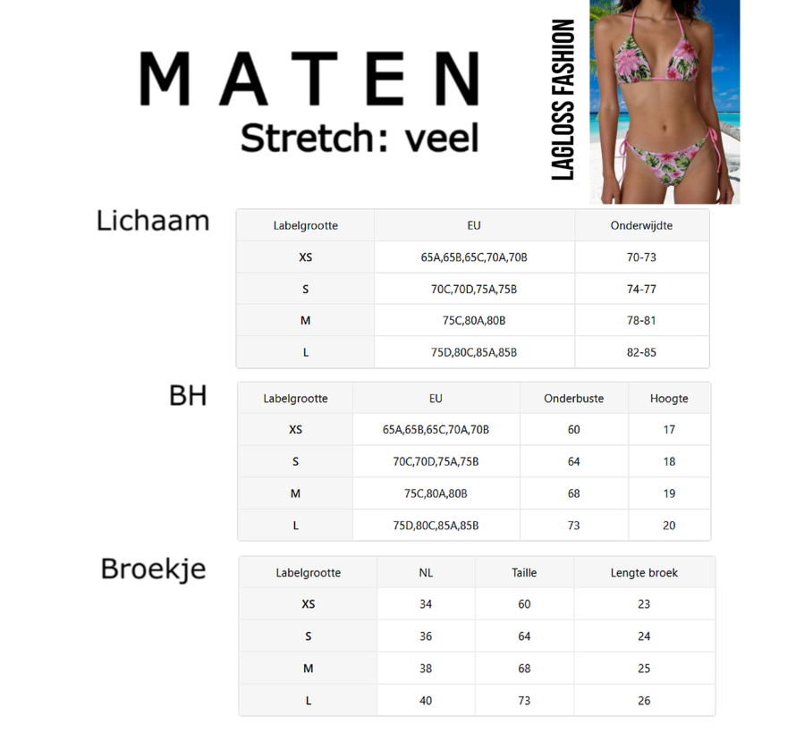 LaGloss® 2-delig Dames Roze Bloemen Bikini Set – Tropische Hibiscus Print Halter Bikini met Strikbroekje – Zomer mode – Beach Fashion – Maat M