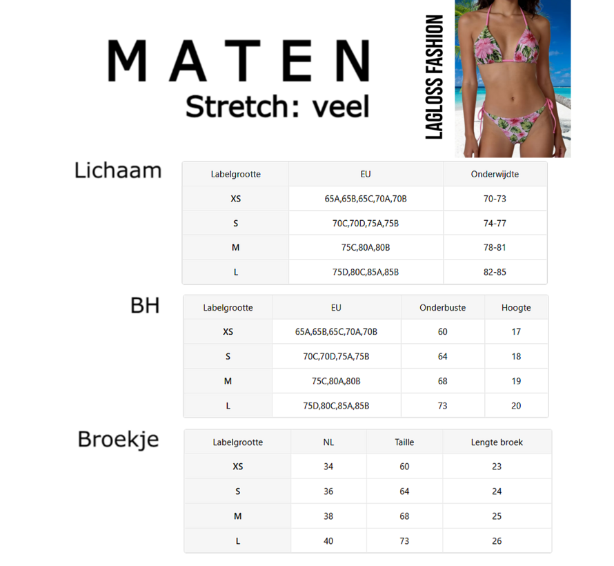 LaGloss® 2-delig Dames Roze Bloemen Bikini Set – Tropische Hibiscus Print Halter Bikini met Strikbroekje – Zomer mode – Beach Fashion – Maat L