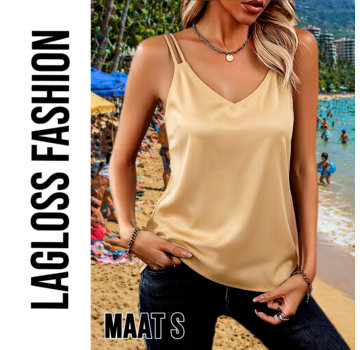 LaGloss Satijnen Camisole Top Champagne Beige – Maat S
