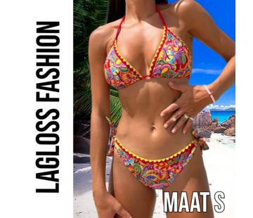 LaGloss 2-delig Retro Dames Bikini Rood – Maat S