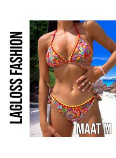 LaGloss 2-delig Retro Dames Bikini Rood – Maat M