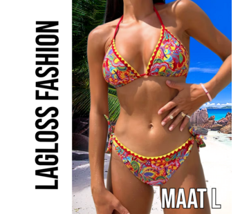 LaGloss 2-delig Retro Dames Bikini Rood – Maat L