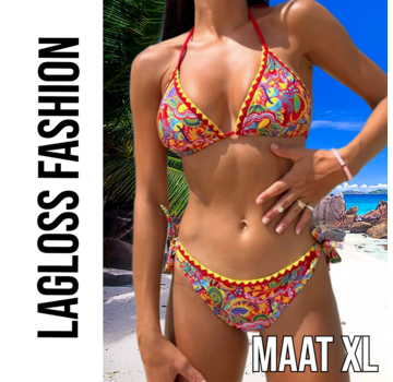 LaGloss 2-delig Retro Dames Bikini Rood – Maat XL