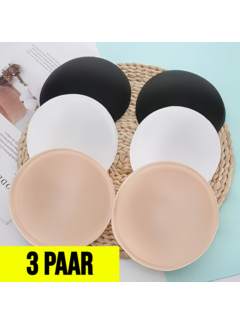 LaGloss 3 paar Waterproof BH Pads Rond - Wit, Beige, Zwart