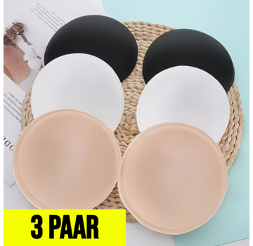 LaGloss 3 paar Waterproof BH Pads Rond - Wit, Beige, Zwart