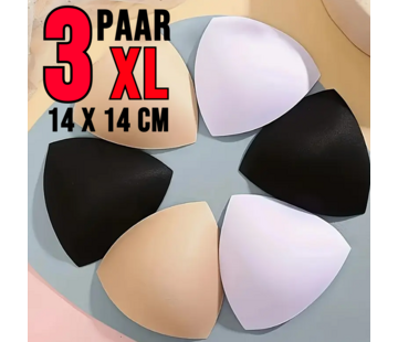 LaGloss 3 Paar XL Waterproof BH Pads - Wit, Beige, Zwart