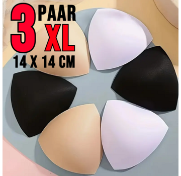 LaGloss 3 Paar XL Waterproof BH Pads - Wit, Beige, Zwart