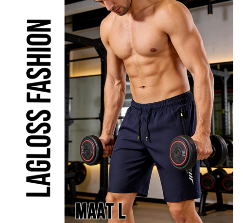 LaGloss LaGloss® Heren Zwemshort Sportshort Sneldrogend Marineblauw – met Ritszakken & Trekkoord – Zomermode – Sportmode – Maat L