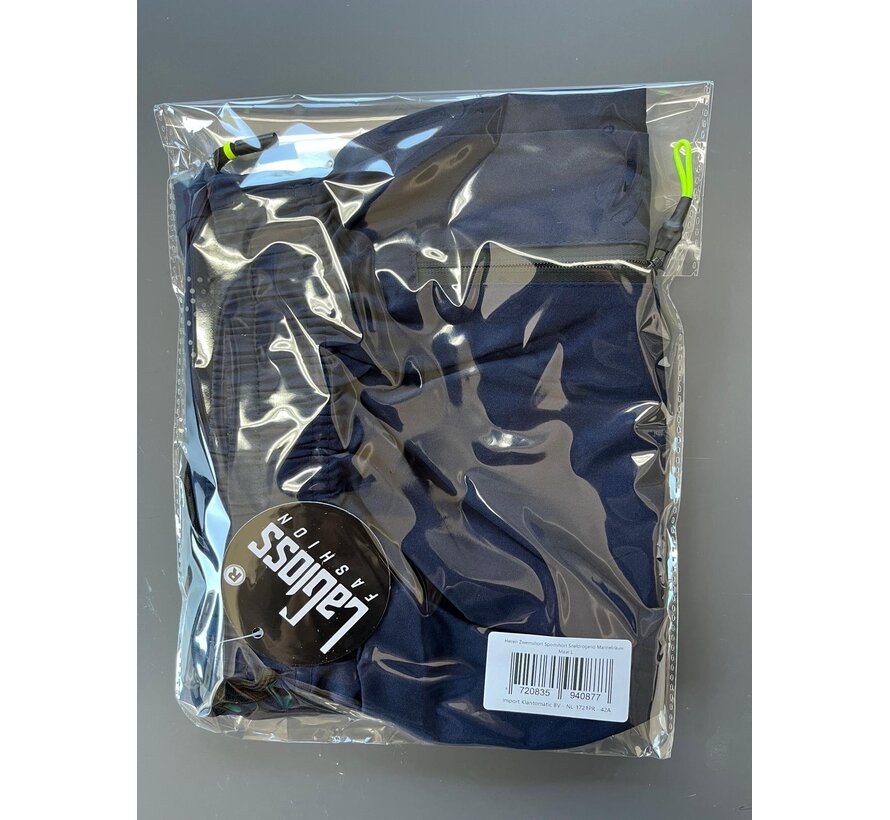 LaGloss® Heren Zwemshort Sportshort Sneldrogend Marineblauw – met Ritszakken & Trekkoord – Zomermode – Sportmode – Maat L