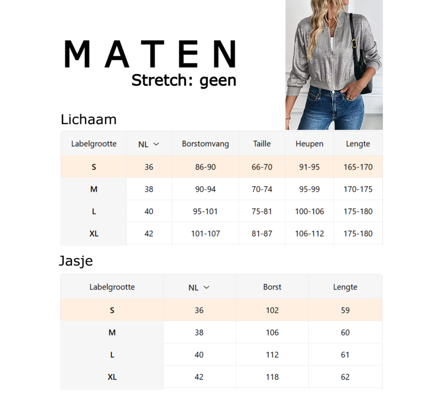 LaGloss® Dames Lichtgewicht Zilvergrijs Folie Honkbal Jasje – Elegante Zip-Up Jas met Lange Mouwen – Modieuze en Stijlvolle Metallic Look, Comfortabele Pasvorm - Maat L