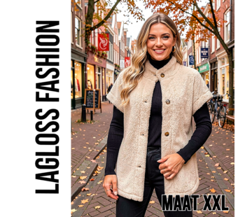 LaGloss Elegante Teddybeer Vest – Khaki – Maat XXL
