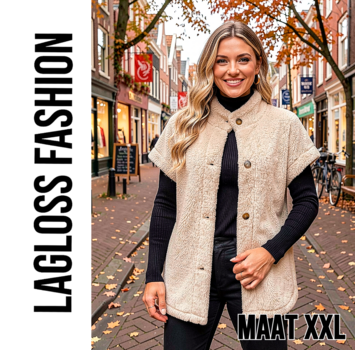 LaGloss Elegante Teddybeer Vest – Khaki – Maat XXL