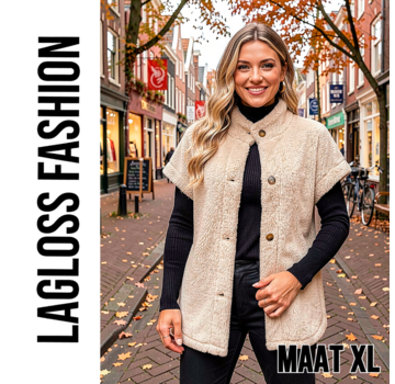 LaGloss Elegante Teddybeer Vest – Khaki – Maat XL