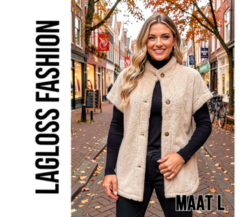 LaGloss Elegante Teddybeer Vest – Khaki – Maat L
