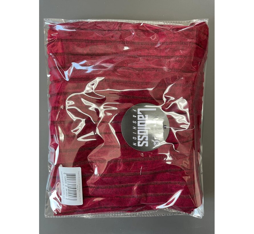 LaGloss® Elegante Bordeaux Jurk met Kraag en Lange Mouwen – Franse Stijl Dames Jurk voor Herfst & Lente - Maat XL