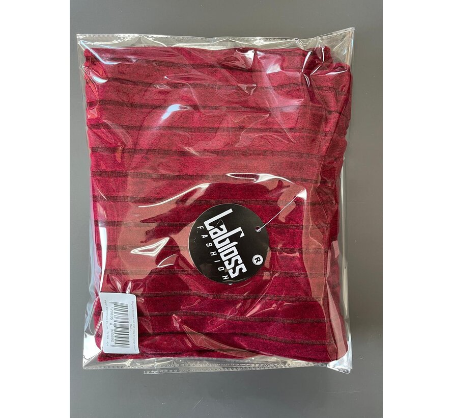 LaGloss® Elegante Bordeaux Jurk met Kraag en Lange Mouwen – Franse Stijl Dames Jurk voor Herfst & Lente - Maat L