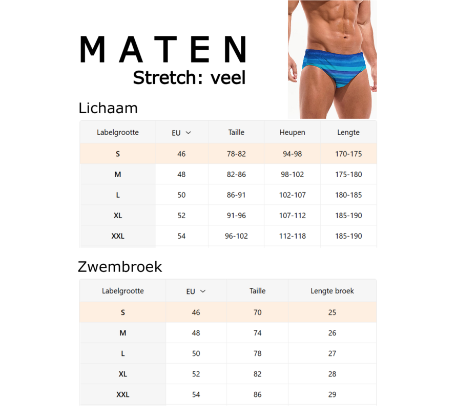 LaGloss® Heren Zwemslip Blauw – Sneldrogend & Lichtgewicht – Sportieve Zwembroek met Strepen en Elastische Taille – Maat XXL