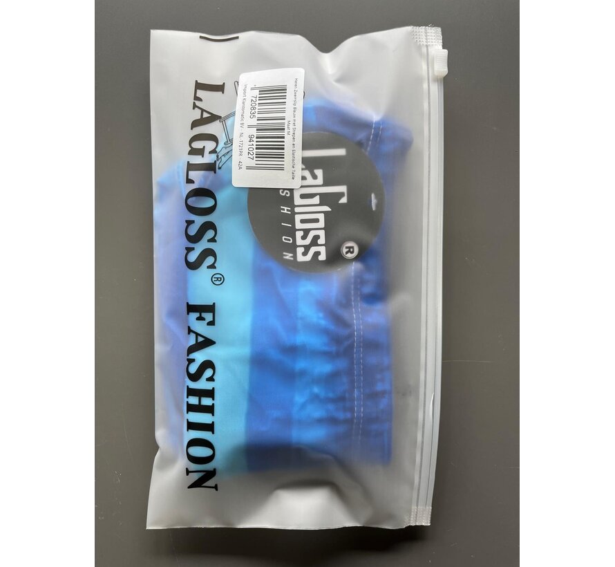 LaGloss® Heren Zwemslip Blauw – Sneldrogend & Lichtgewicht – Sportieve Zwembroek met Strepen en Elastische Taille – Maat M