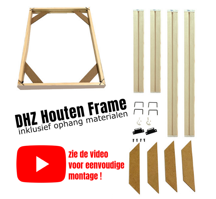 Allernieuwste.nl® Houten Frame voor Canvas Doek 60 x 120 cm - Diamond Painting - Schilderen op nummer - Kunst aan je muur