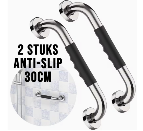 Allernieuwste.nl Allernieuwste.nl® 2 Stuks Handgrepen Wandbeugels Voor Senioren Ouderen - Metaal Roestvrij Staal 30cm Douche Badkuip Greep - Badkuip Handvat Bad Handgreep Douchegrepen Badkuip - RVS Handgreep voor Wandmontage WC Badkamer Douche - Anti-Slip 2 STUKS