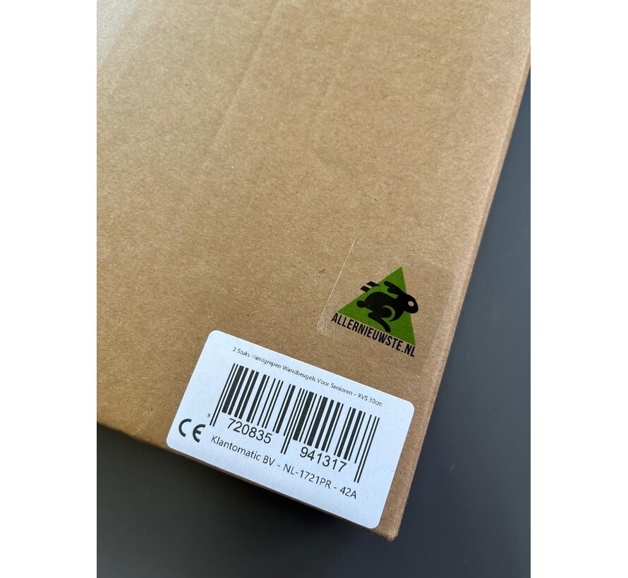 Allernieuwste.nl® 2 Stuks Handgrepen Wandbeugels Voor Senioren Ouderen - Metaal Roestvrij Staal 30cm Douche Badkuip Greep - Badkuip Handvat Bad Handgreep Douchegrepen Badkuip - RVS Handgreep voor Wandmontage WC Badkamer Douche - Anti-Slip 2 STUKS