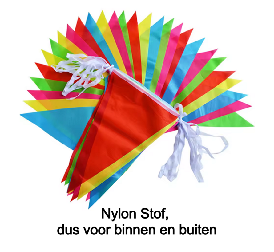 40 Meter Veelkleurige Vlaggenlijn Driehoekige Nylon Stoffen Slinger 100 Vlaggen - Binnen & Buiten - 2x 20 meter