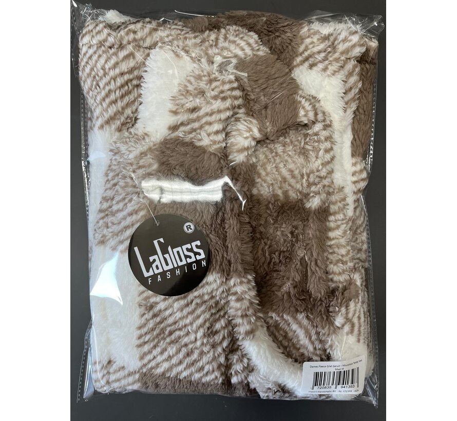 LaGloss ® Dames Fleece Gilet Geruit – Mouwloos Teddy Vest – Lichtgewicht Warm Damesvest met Ronde Hals voor Herfst en Winter - Maat M