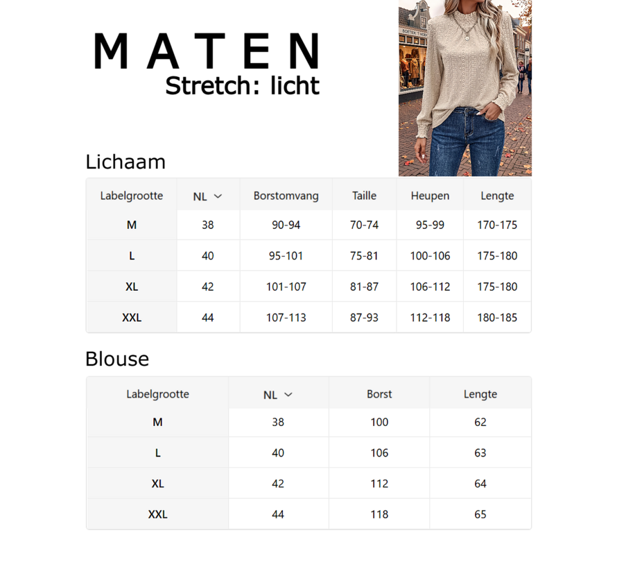 LaGloss® Dames Blouse Khaki – Elegante Top met Trechterhals en Lange Ruchesmouwen – Licht Elastisch voor Lente en Zomer - Maat L