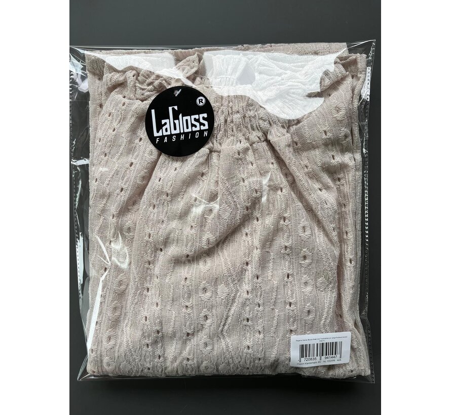 LaGloss® Dames Blouse Khaki – Elegante Top met Trechterhals en Lange Ruchesmouwen – Licht Elastisch voor Lente en Zomer - Maat XL