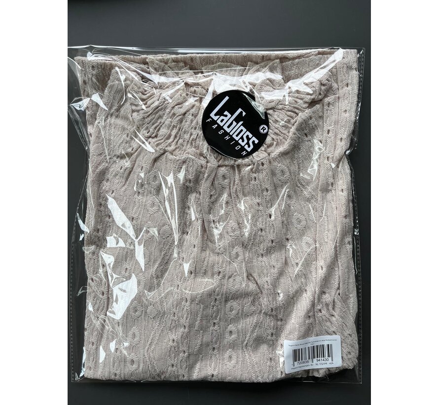 LaGloss® Dames Blouse Khaki – Elegante Top met Trechterhals en Lange Ruchesmouwen – Licht Elastisch voor Lente en Zomer - Maat L