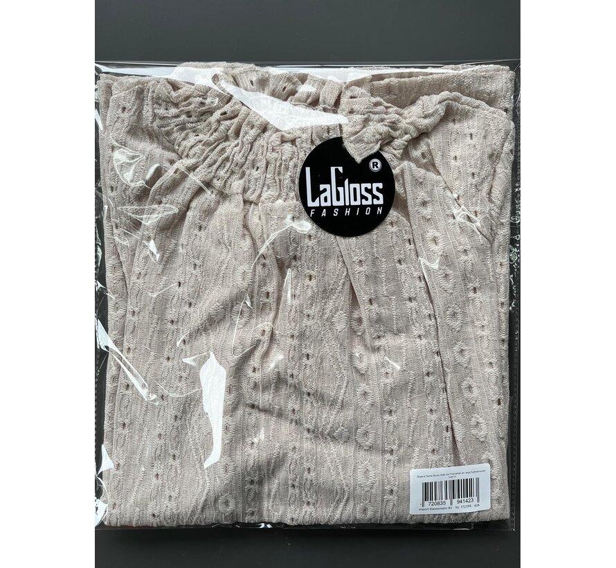 LaGloss® Dames Blouse Khaki – Elegante Top met Trechterhals en Lange Ruchesmouwen – Licht Elastisch voor Lente en Zomer - Maat M