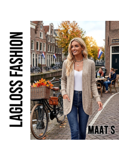 LaGloss Dames Cardigan Vest Abrikoos – Zacht Gebreid Vest - Maat S
