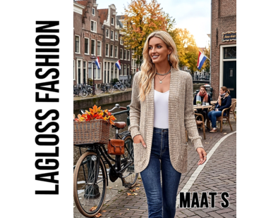 LaGloss Dames Cardigan Vest Abrikoos – Zacht Gebreid Vest - Maat S