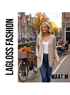 LaGloss Dames Cardigan Vest Abrikoos – Zacht Gebreid Vest - Maat M