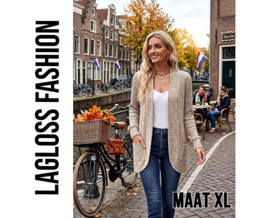 LaGloss Dames Cardigan Vest Abrikoos – Zacht Gebreid Vest - Maat XL