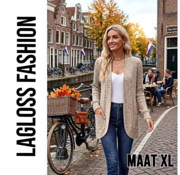 LaGloss Dames Cardigan Vest Abrikoos – Zacht Gebreid Vest - Maat XL