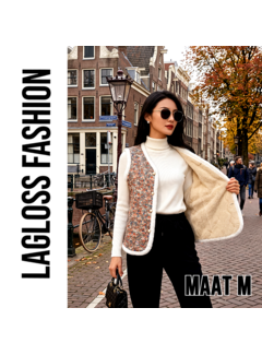 LaGloss Dames Fleece Mouwloos Gevoerd Vest met Vintage Bloemen - Maat M