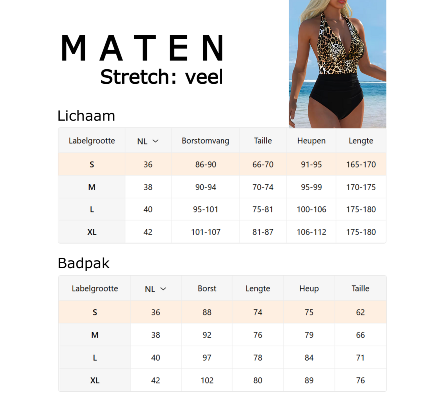 LaGloss® Dames Panter Badpak – Sexy Eendelig Zwempak met Diepe V-Hals - Maat S